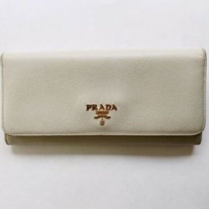 Prada Saffiano White Leather Wallet